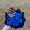 rosas azules de liston 7 unidades y corona