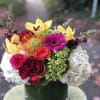 Bright, bold and interesting. A vase loaded with lots of vibrant color