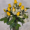 Dozen Yellow Roses in Rose Vase with Baby&#039;s Breathe and Greenery
 
Yellow