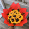 BEAUTIFUL BOUQUET OF SUNFLOWER EACH ONE WITH ITS FANTACY DIAMOND, WRAPPED IN