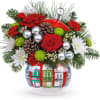 Deck the halls with a classic Christmas bouquet, arranged in this charming
