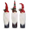 Christmas gnome bottle toppers assortment. Each gnome has long white faux fur