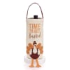 Cream Thanksgiving bottle bag with a brown handle. There is the message