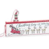 Rectangular wooden Christmas countdown shelf sitter with artwork of a sleigh with