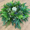 Holiday table decor - neutral, elegant, organic look. Personally handcrafted table wreath
