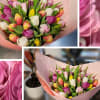 Bouquet with TULIPS mixed colors in wrap