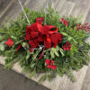 Holiday grave blanket. Includes Christmas greens , festive ribbon ( will vary