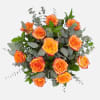 1 dozen orange roses bouquet, paper wrap (no vase)