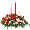 This is a classic Christmas table centerpiece. This long and low centerpiece