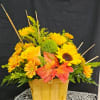 A basket full of lighter shades of fall... includes sunflowers, fall shade