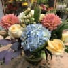 Hydrangea,  Roses,   Light Pink Peonies(Seasonal) , Dahlia(Seasonal), Hypericum, Fancy
