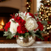 Bursting with rich reds, snowy whites, and festive textures, this cheerful holiday