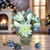 A mix of white and blue flowers to tantalize your winter wonderland