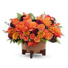 Modern Copper Centerpiece brings fall to life with rich seasonal blooms, artfully