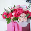 A sweet pink floral gift box for your admirer! 
This arrangement brings
