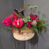 Rich Reds and golds, perfect for a holiday Christmas Centerpiece. Peonies, Calla