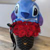 Medium Stitch, Large Black Box, Beautiful Natural Red Rose, Dior Bow