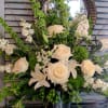 Lovely mix of white and green flowers arranged in &quot;Norah&quot; cachepot that