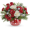 Make Christmas twinkle with this bouquet of snow white roses and fresh