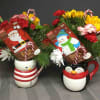 Christmas Mug with Cocoa Mix, Candy Canes and mixed Fresh flowers.