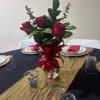 Rose bouquet with vase and ribbon 