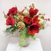 This arrangement is presented in a 8&quot;*6&quot; milk jar glass,  in