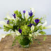 This arrangement is presented in a 5"w*6"h clear cylinder vase. This arrangement