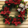 Red Poinsettia Christmas Wreath with bow