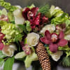 Back Bay Centerpiece. Burgundy and green are classic colors during this season