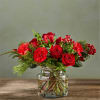 Seductive and serious, this deep crimson bouquet of roses.