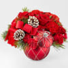 Simply elegant!  This ruby red holiday ornament is designed with an