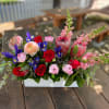 - 6 Red Roses
- 3 Pink Snapdargons
- 6 Pink Ranunculus
- 5 Blue