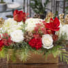 Beautiful long and short Christmas table arrangement.