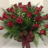 2 &quot;two&quot; DOZEN brilliant red roses nestled in deep green foliage.