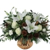 Deck the halls with white and gold! This beautiful arrangement is the