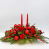 Rudolph lights the way with this all red traditional Christmas Centerpiece with