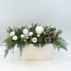 A beautiful gold and white Christmas Centerpiece, Christmas Dreaming features Snowcapped Pinecones
