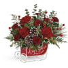 Dashing through the snow in a flower-filled open sleigh! Fun and festive