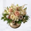 Soft, elegant, and winter-kissed, the Champagne Blush Arrangement features blush roses, creamy