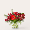 Happy Holidaisy! Share your heartfelt message through vibrant red daisies and crisp
