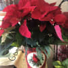  Large cardinal Christmas planter with red poinsettia 