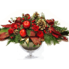 Enjoy Mixed Christmas Flowers, Greens, Berries, Apples, Pine Cones Etc arranged in