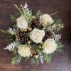 Low Centerpiece - Evergreen Box with white roses and holiday accents and