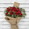 Shade of red color and greens may vary. Brown Paper Bouquet comes