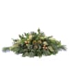 Premium evergreen create this centerpiece with accents of gold ribbon and pinecones.