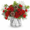March of Joy Bouquet brings festive cheer with vibrant red blooms and