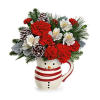 Send a holiday hug across the miles with this charming snowman mug