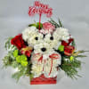  Hand-designed in a handsome, reusable hatbox with candy cane carnations, green