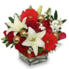 A Christmas arrangement adds a fresh touch at holiday parties and get-togethers