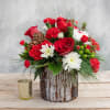 Long lasting red carnations, white chrysanthemums, red roses and a nice mix